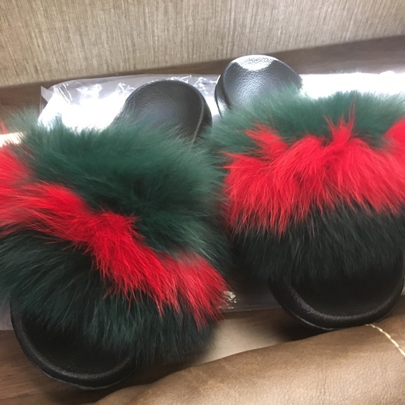 fur slides gucci